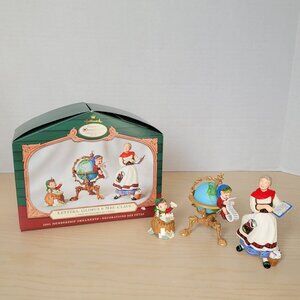 Hallmark LETTERA GLOBUS & MRS CLAUS Christmas Ornaments Collector's Club 3pc Set
